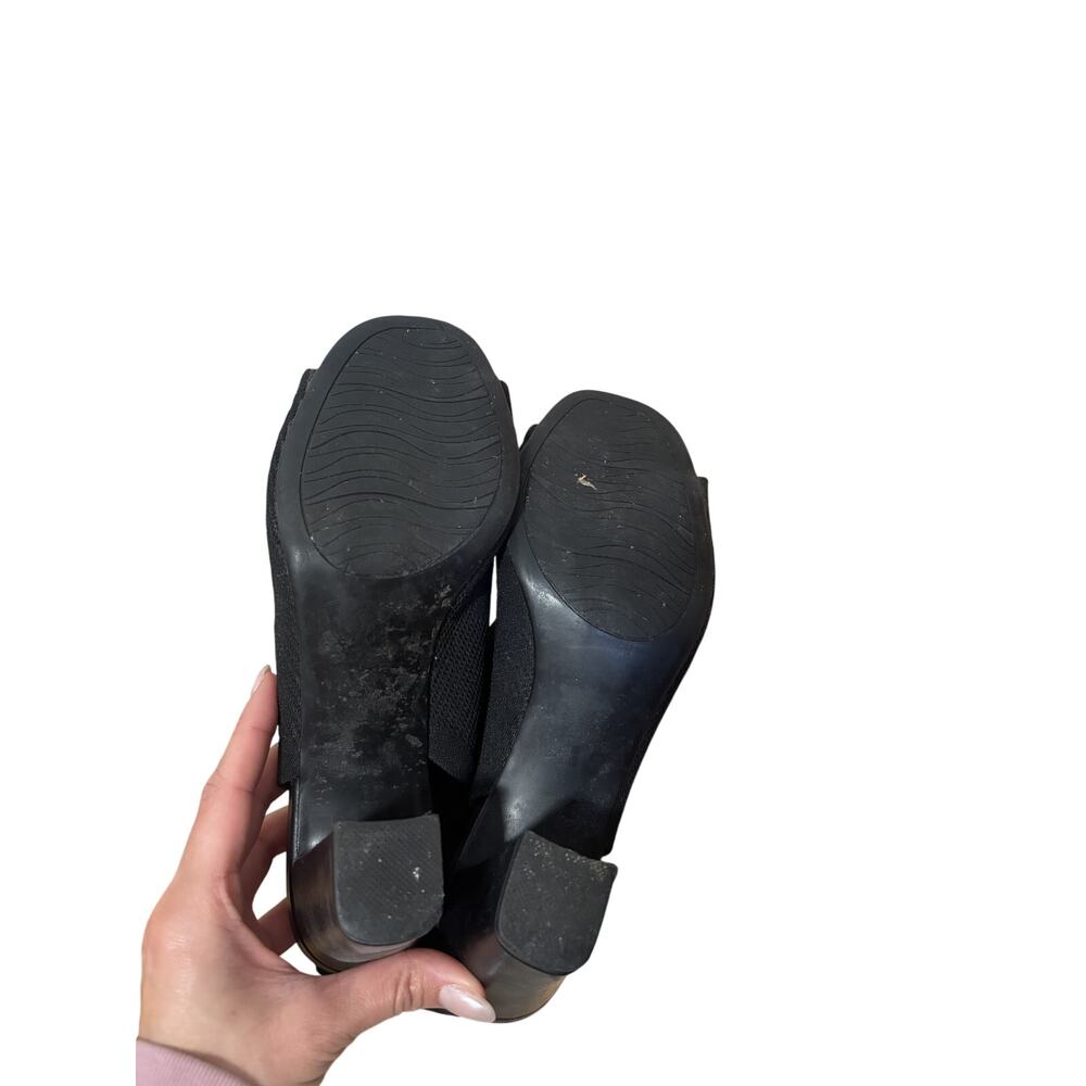 Onex Black Peep Toe Knit Stretch Heels Size 8 M - Picture 7 of 8